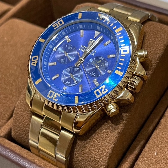 Invicta x Montres Prestige Gold Watch Royal Blue - Picture 10 of 11